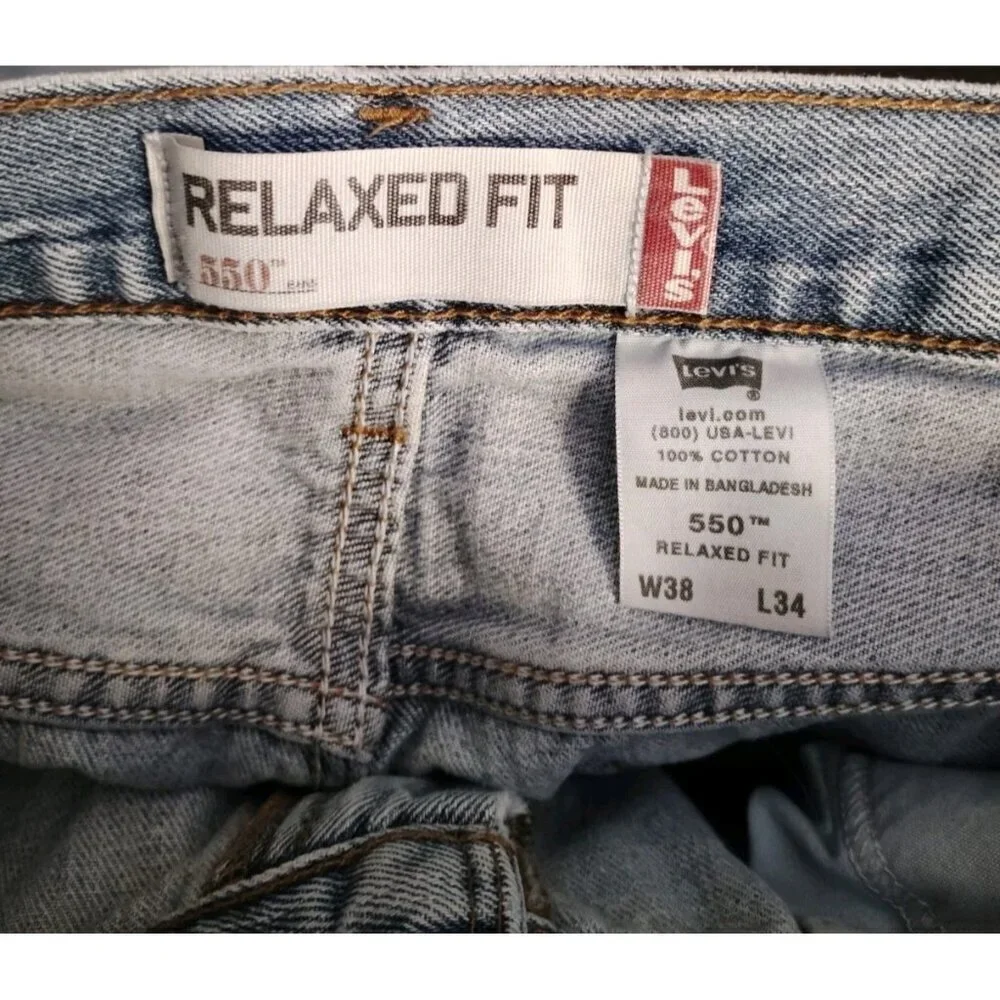 Levis 550 Jeans Mens 38x34 Blue Relaxed Fit Tapered Leg Denim